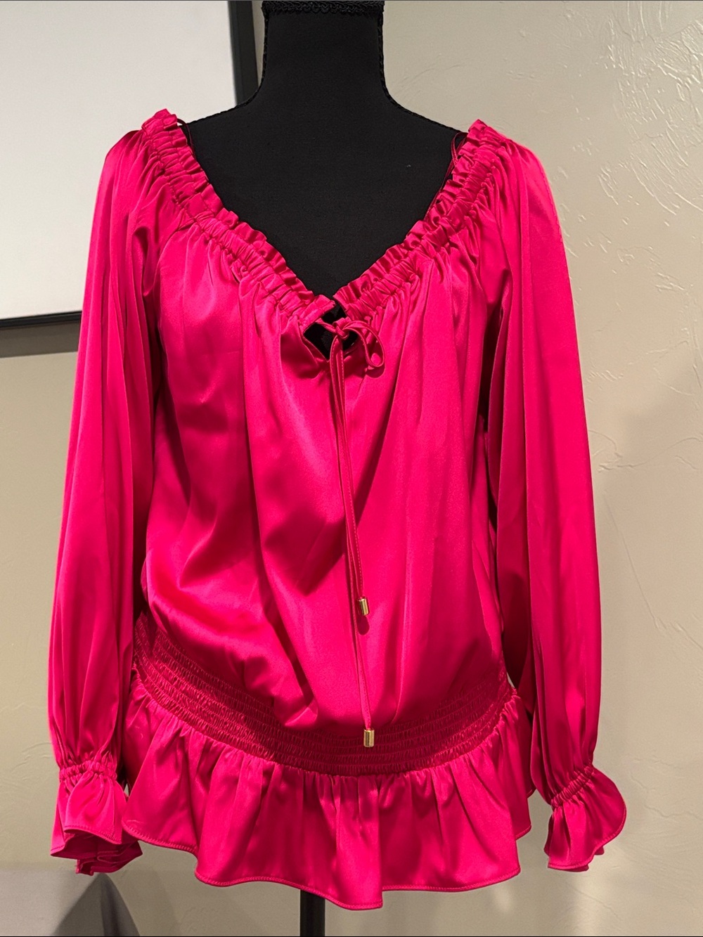 NWOT International Vibrant Pink Blouse